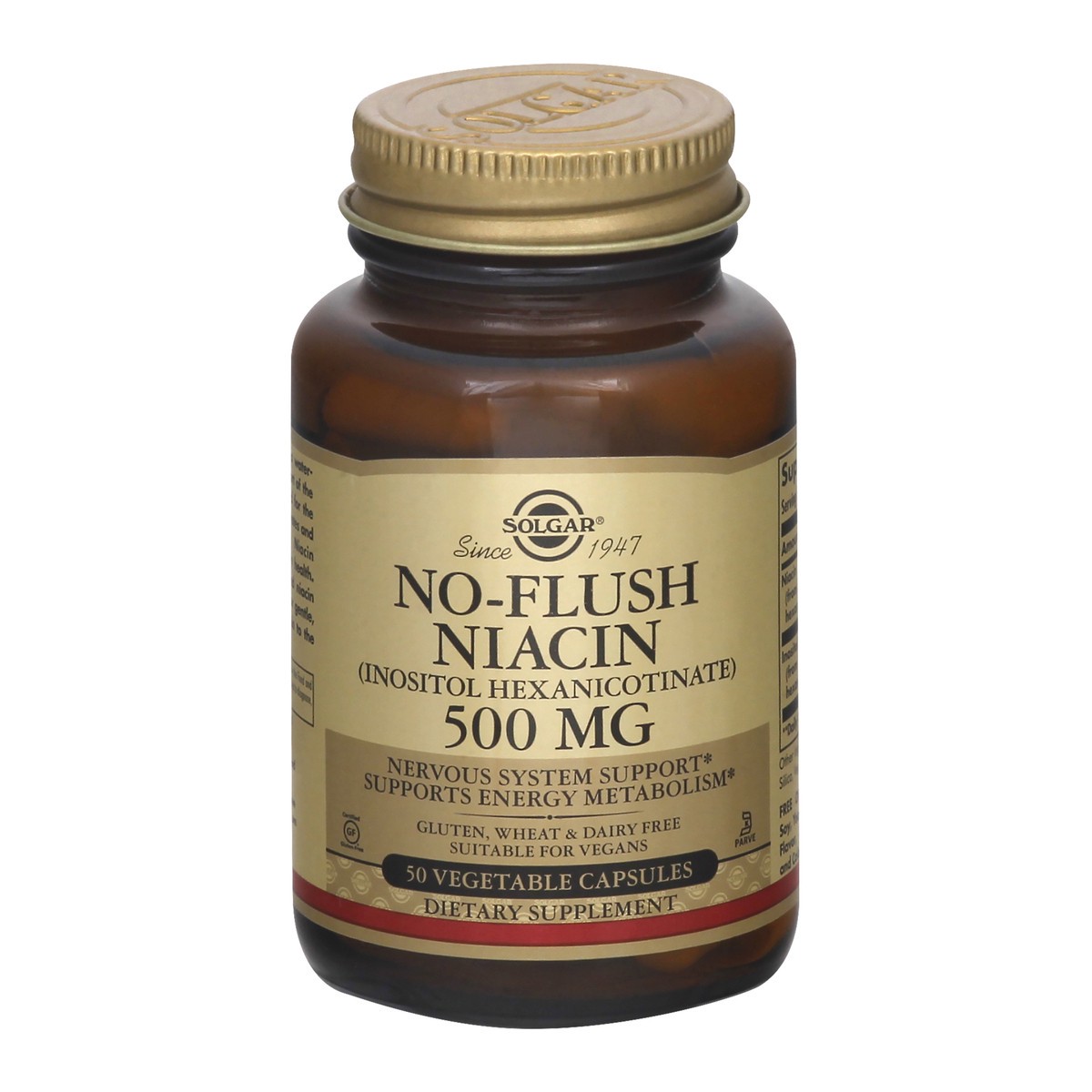 slide 1 of 7, Solgar No-Flush Niacin 500 mg Vegetable Capsules, 50 ct