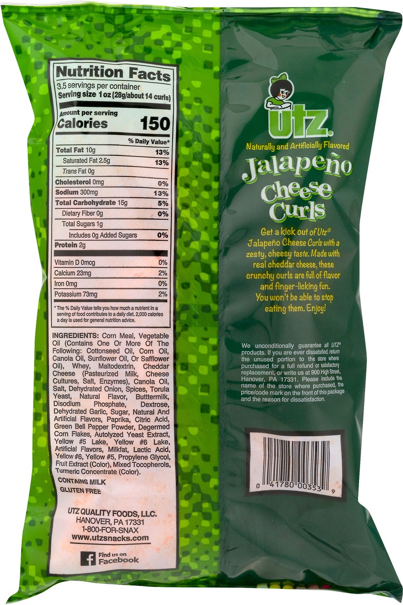 slide 9 of 13, Utz Jalapeno Cheese Curls 3.5 oz, 3.5 oz