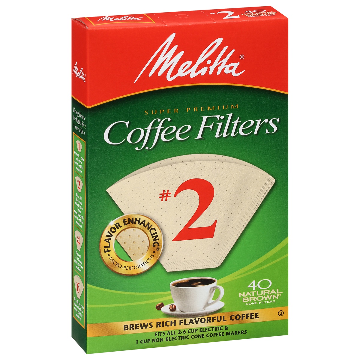 slide 2 of 9, Melitta Natural Brown No. 2 Cone Coffee Filters, 40 ct