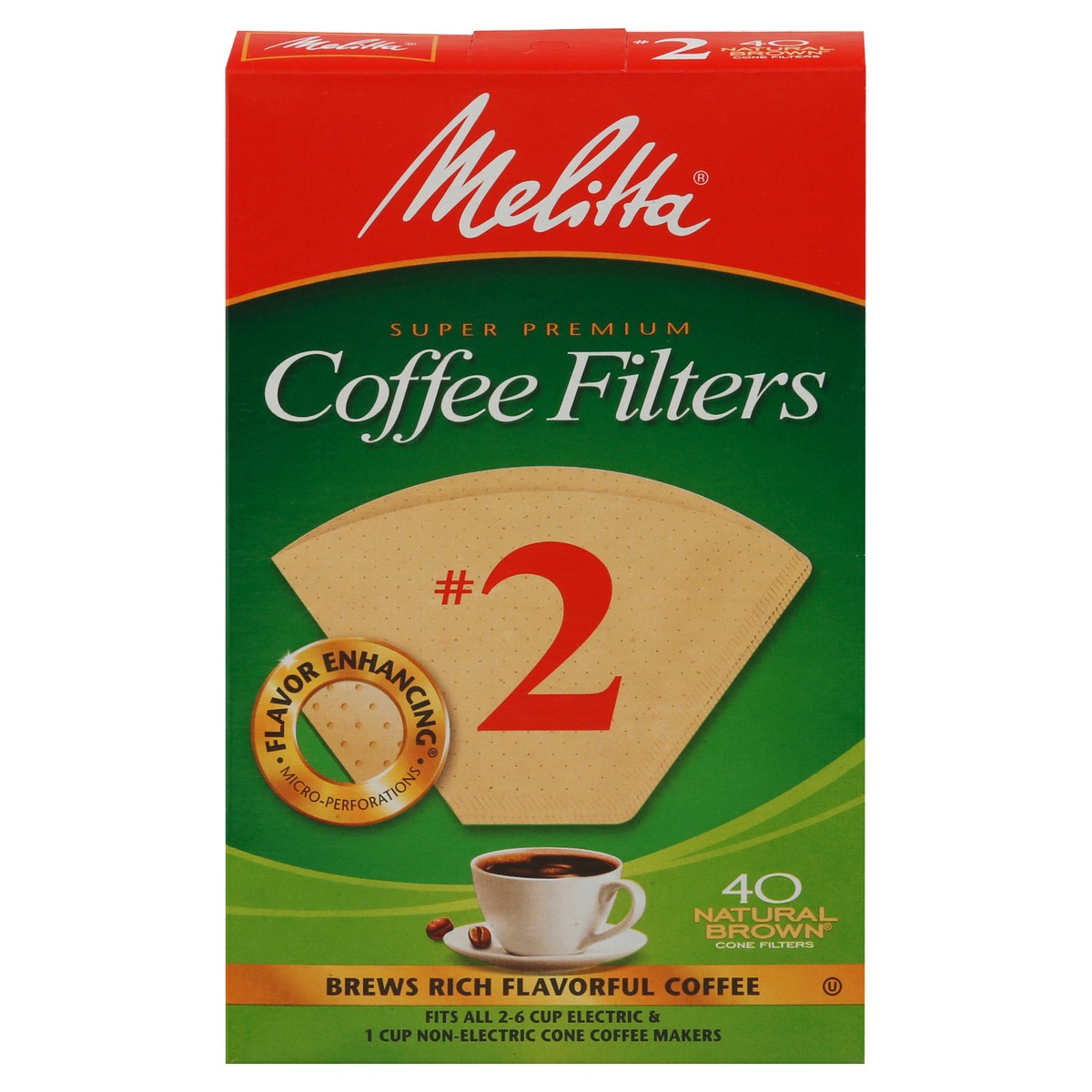 slide 1 of 9, Melitta Coffee Filters Cone Natural Brown No. 2 - 40 Count, 40 ct