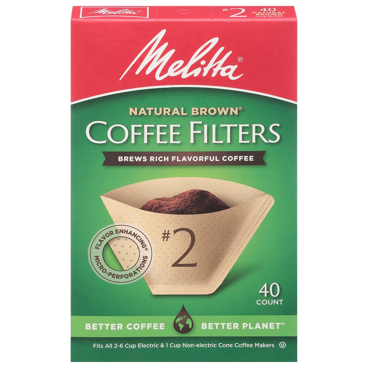 slide 1 of 9, Melitta No. 2 Natural Brown Coffee Filters 40 ea, 40 ct
