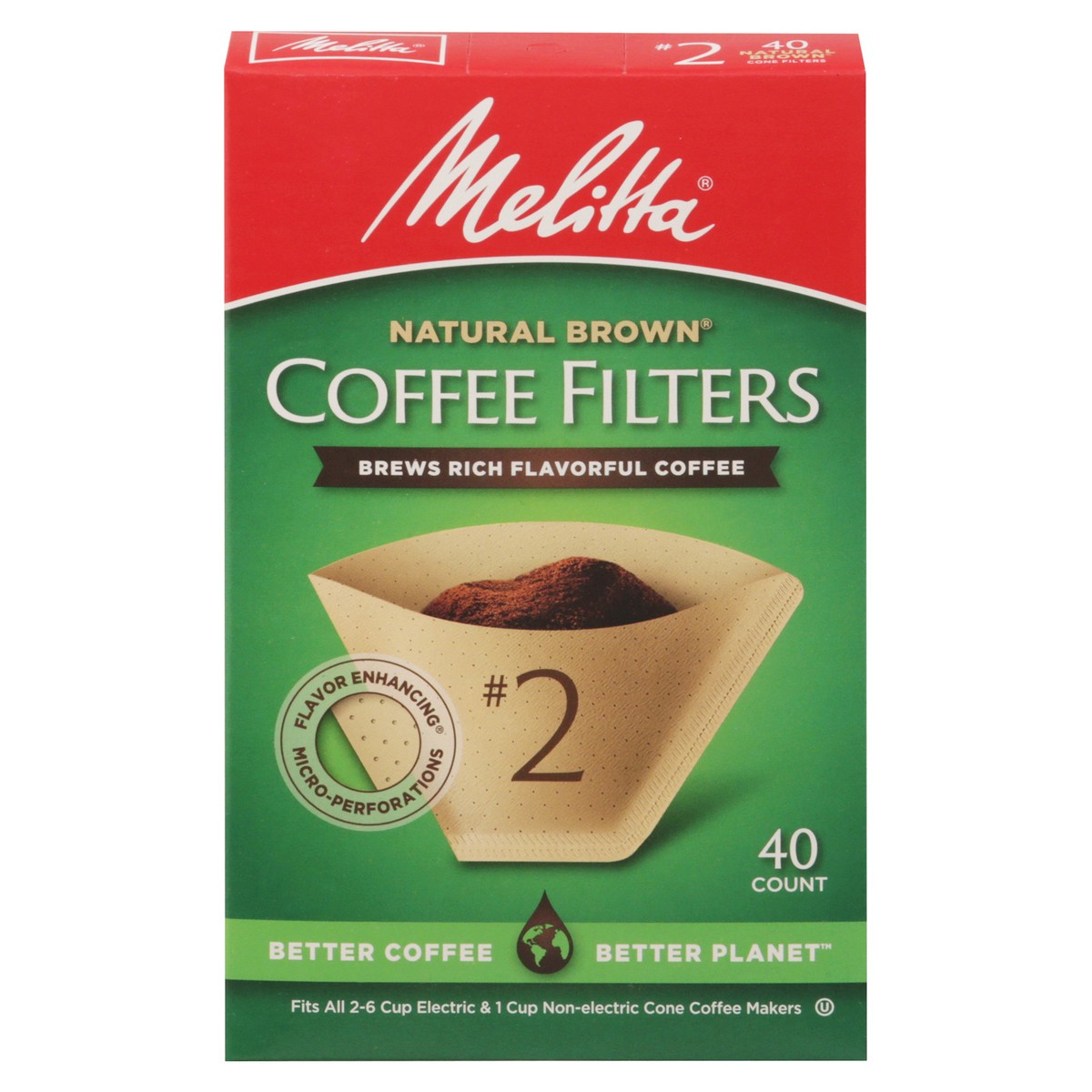 slide 1 of 9, Melitta Natural Brown No. 2 Coffee Filters 40 ea, 40 ct