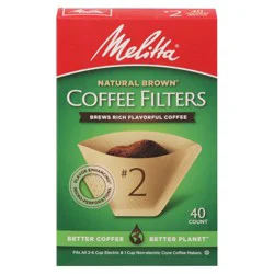 Melitta Natural Brown No. 2 Coffee Filters - 40 ct