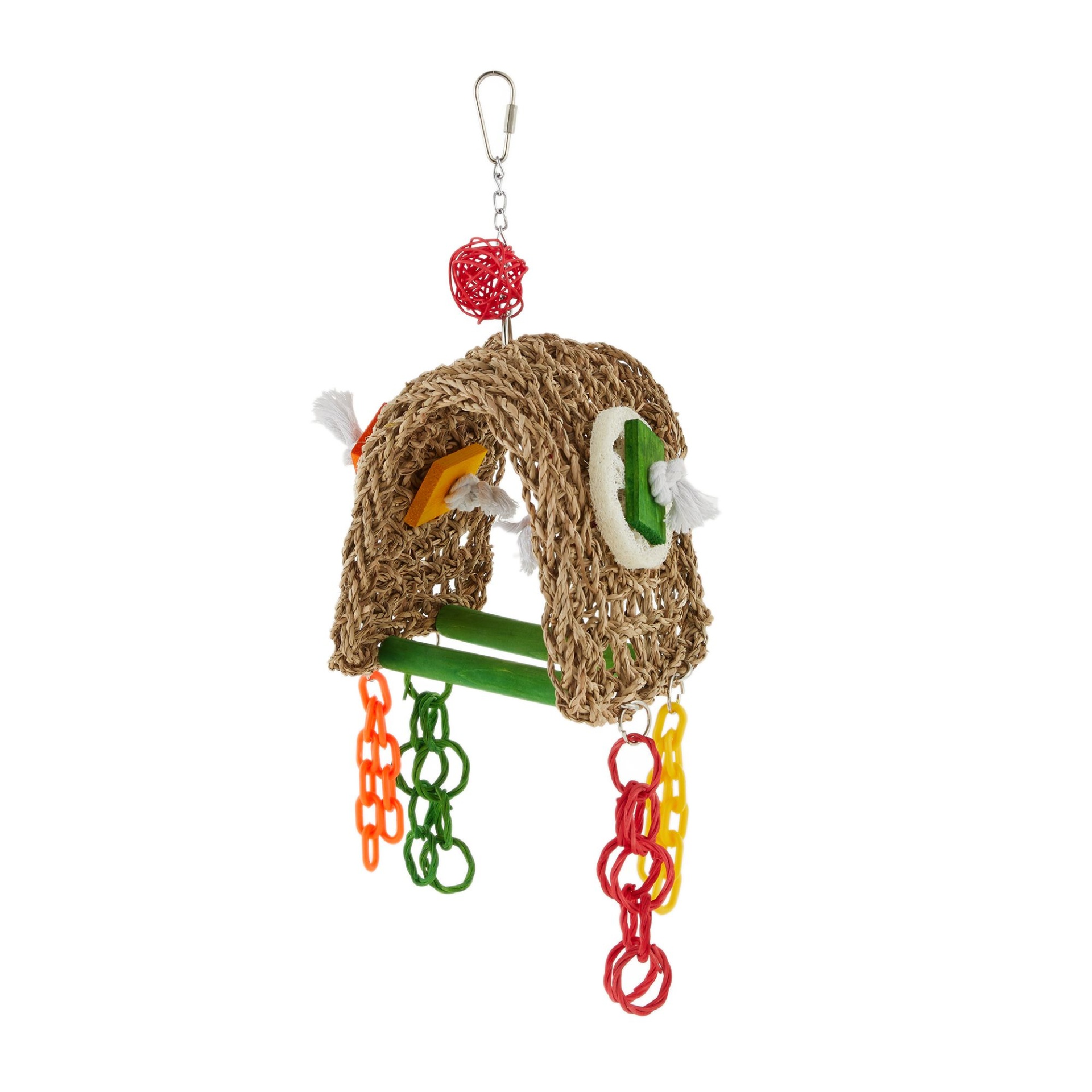 slide 1 of 1, All Living Things Grass Hut Bird Toy, Sm-Med
