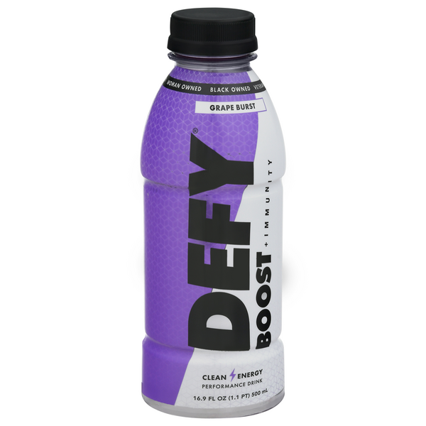 slide 1 of 1, Defy Performance Drink, Boost + Immunity, Grape Burst, 16.9 fl oz