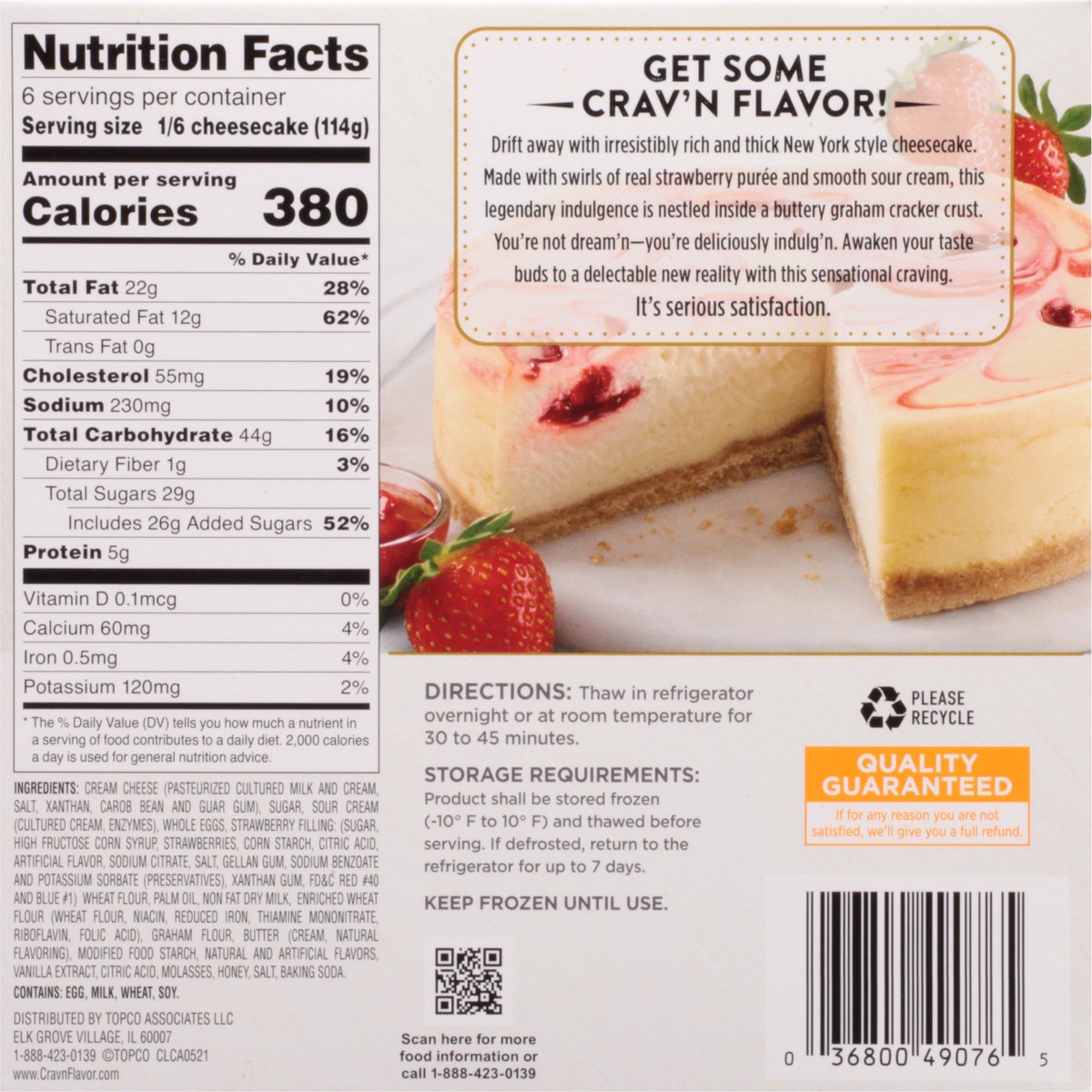 slide 6 of 9, Crav'n Flavor Strawberry Swirl New York Style Cheesecake, 24 oz