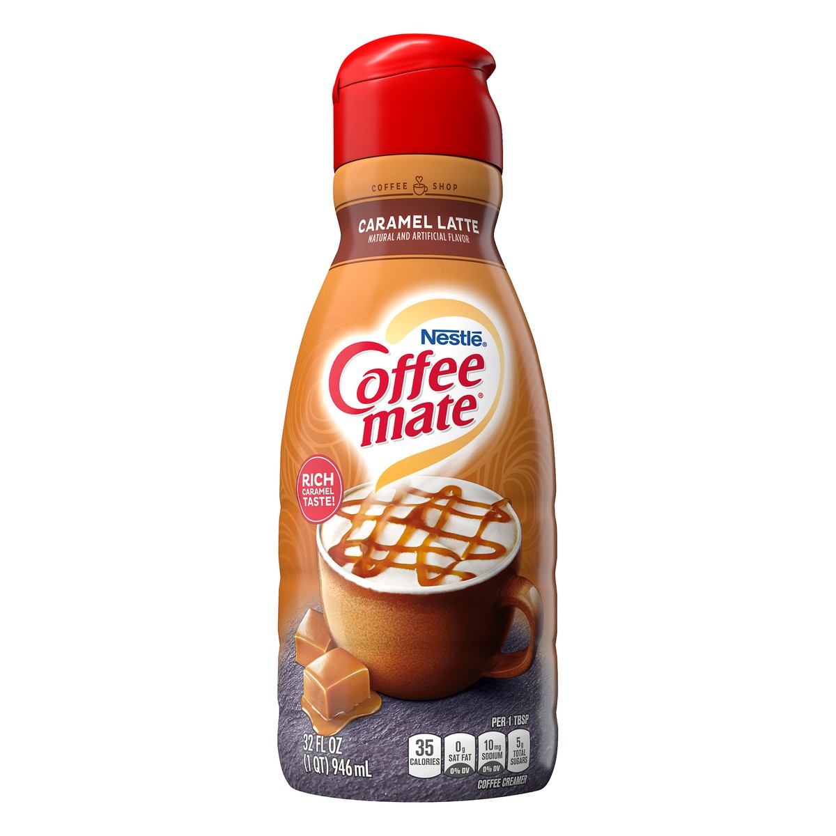 slide 1 of 9, Coffee mate Coffee-Mate Caramel Latte Liquid Coffee Creamer, 32.02 fl oz