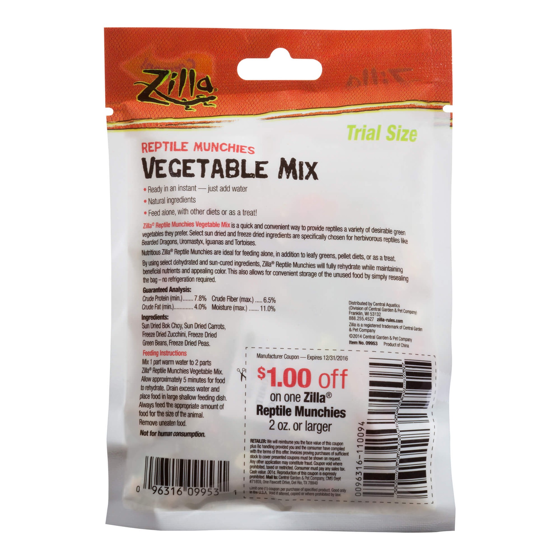 slide 4 of 4, Zilla Reptile Munchies Vegetable Mix .7 Ounces, 1 ct
