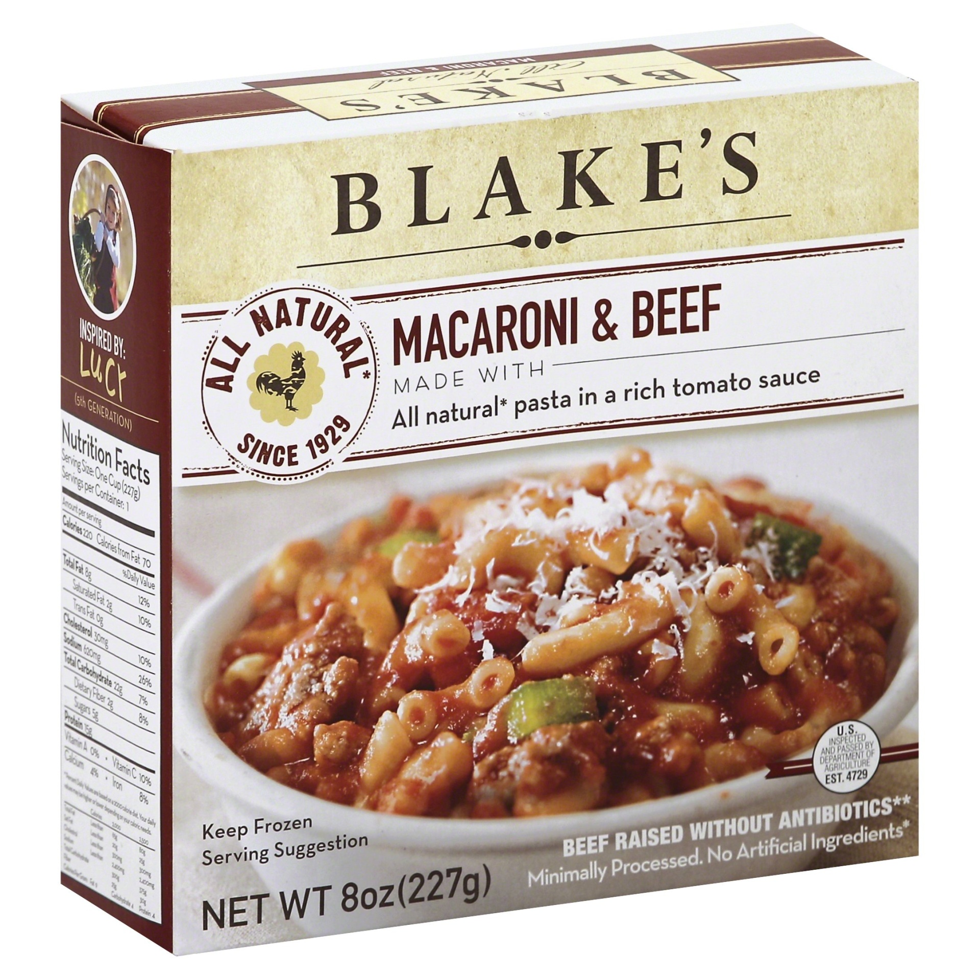 slide 1 of 1, Blake's Macaroni & Beef, 8 oz