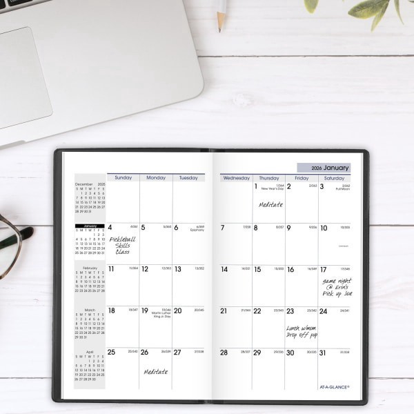 slide 4 of 6, AT-A-GLANCE® DayMinder® 2026 Monthly Planner, Black, Pocket, 3 1/2"" x 6"", 1 ct