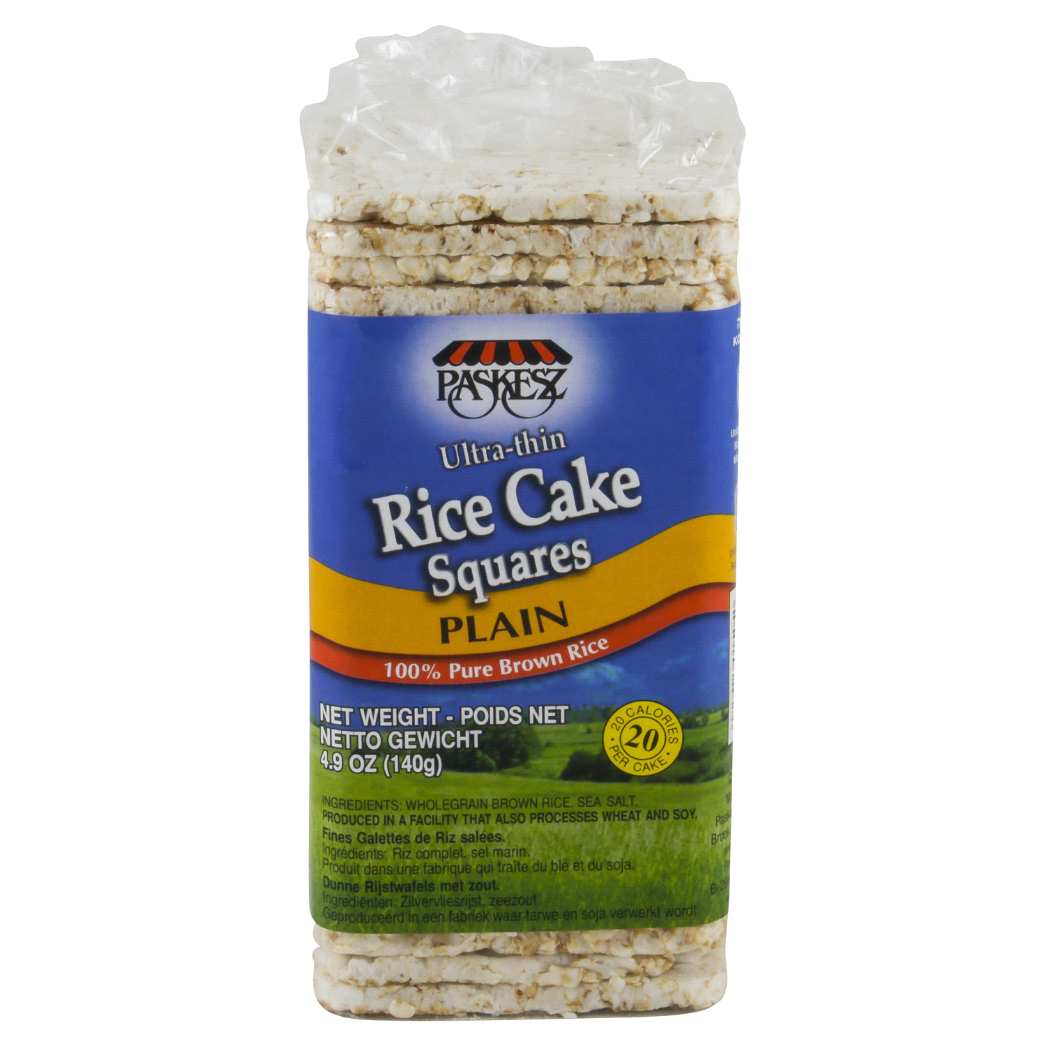 slide 1 of 3, Paskesz Rice Cakes Squares Plain, 4.9 oz