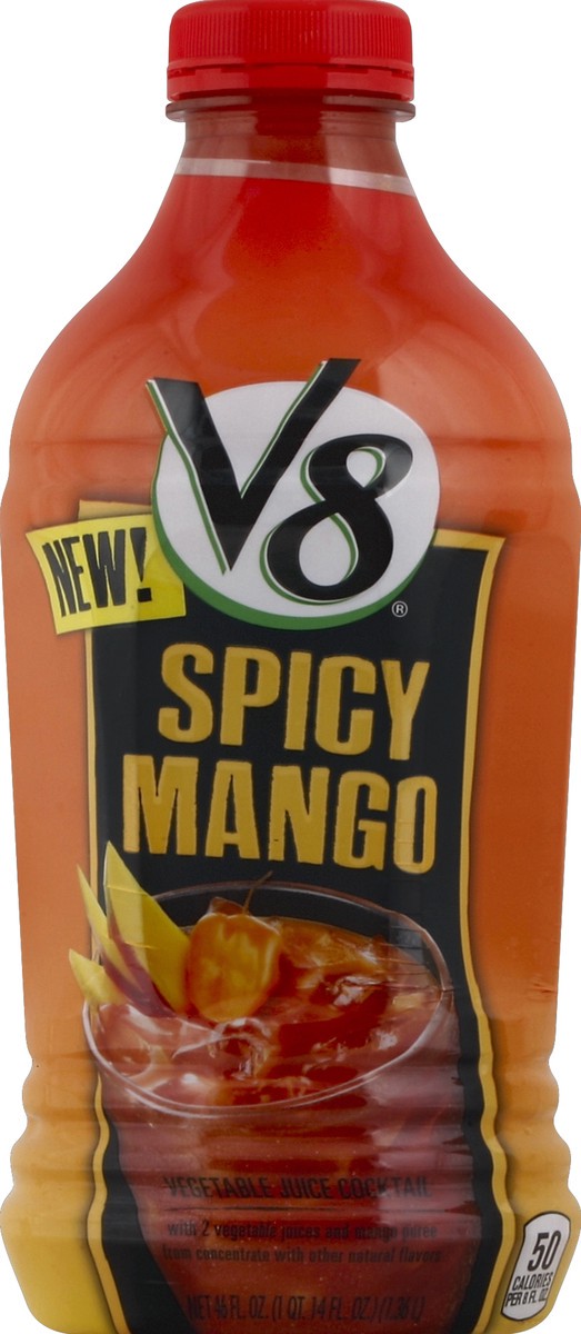 slide 4 of 4, V8 Spicy Mango Vegetable Juice Cocktail, 46 oz
