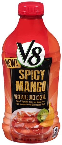 slide 1 of 4, V8 Spicy Mango Vegetable Juice Cocktail, 46 oz