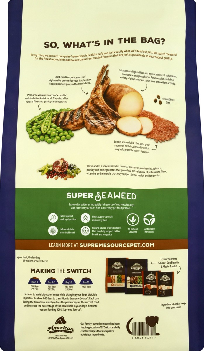 slide 5 of 12, Supreme Source Super-Premium Lamb Meal and Potato Recipe Dog Food 22 lb, 22 lb