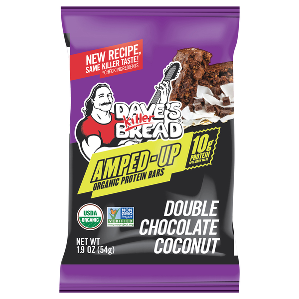 slide 1 of 1, Dave's Killer Bread Organic Amped-Up Double Chocolate Coconut Protein Bar, 1.9 oz