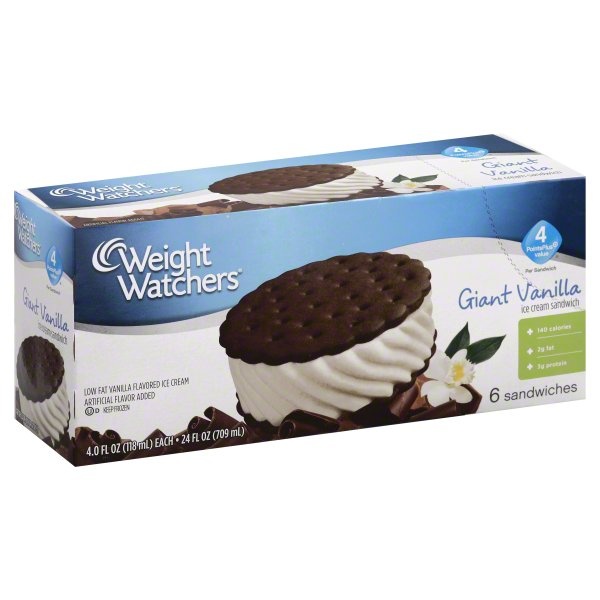 slide 1 of 4, Weight Watchers Giant Chocolate Cookies and Cream Ice Cream Sandwiches, 6 ct