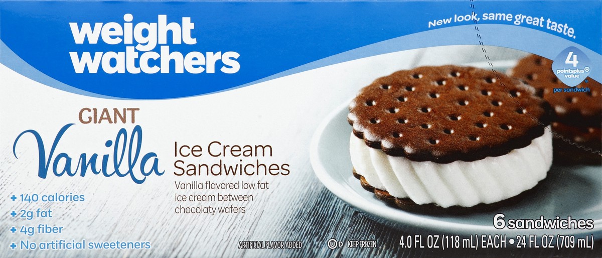 slide 4 of 4, Weight Watchers Giant Chocolate Cookies and Cream Ice Cream Sandwiches, 6 ct