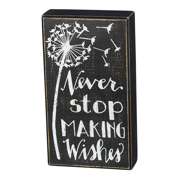 slide 1 of 1, Never Stop Making Wishes Box Sign, 1 ct