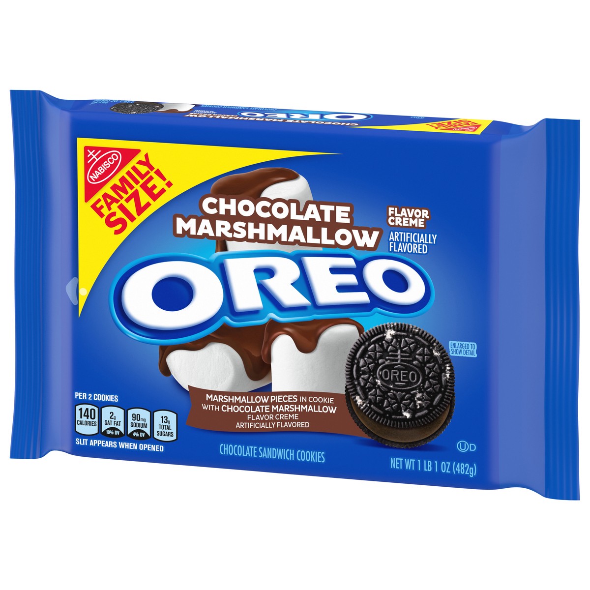 slide 3 of 9, Oreo Chocolate Marshmallow Flavor Creme Chocolate Sandwich Cookies Family Size, 17 oz