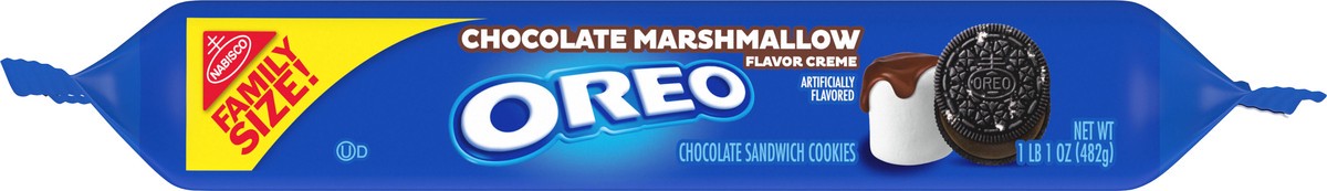 slide 4 of 9, Oreo Chocolate Marshmallow Flavor Creme Chocolate Sandwich Cookies Family Size, 17 oz