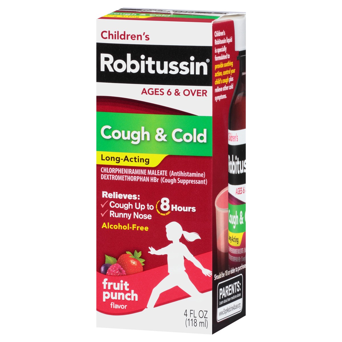 slide 2 of 10, Robitussin Children's Robitussin Long-Acting Cough and Cold Medicine, Fruit Punch Flavor - 4 Fl Oz Bottle, 4 fl oz