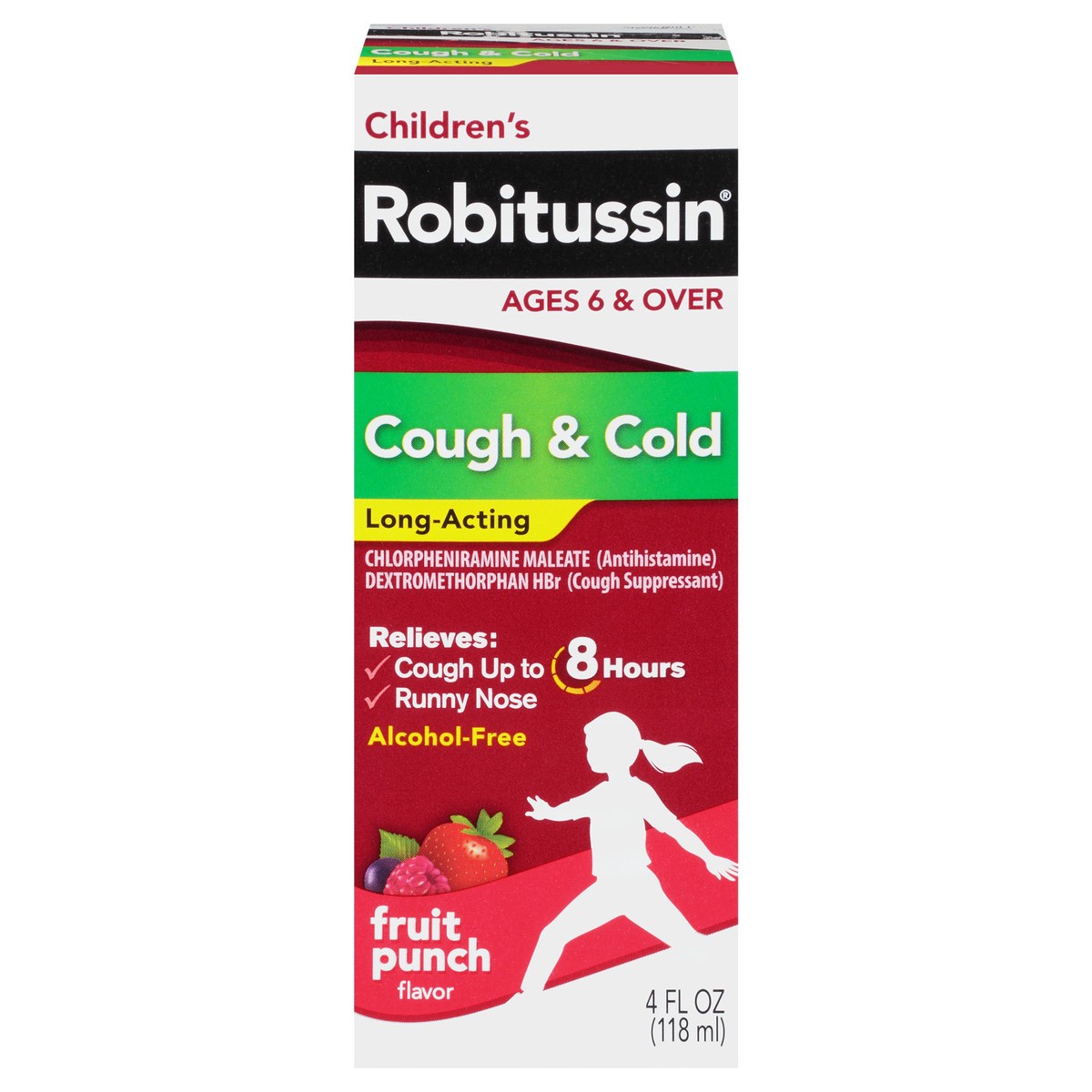 slide 10 of 10, Robitussin Children's Robitussin Long-Acting Cough and Cold Medicine, Fruit Punch Flavor - 4 Fl Oz Bottle, 4 fl oz