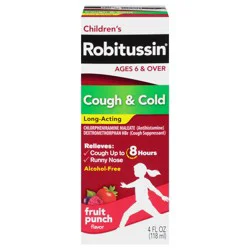 Robitussin Children's Robitussin Long-Acting Cough and Cold Medicine, Fruit Punch Flavor - 4 Fl Oz Bottle