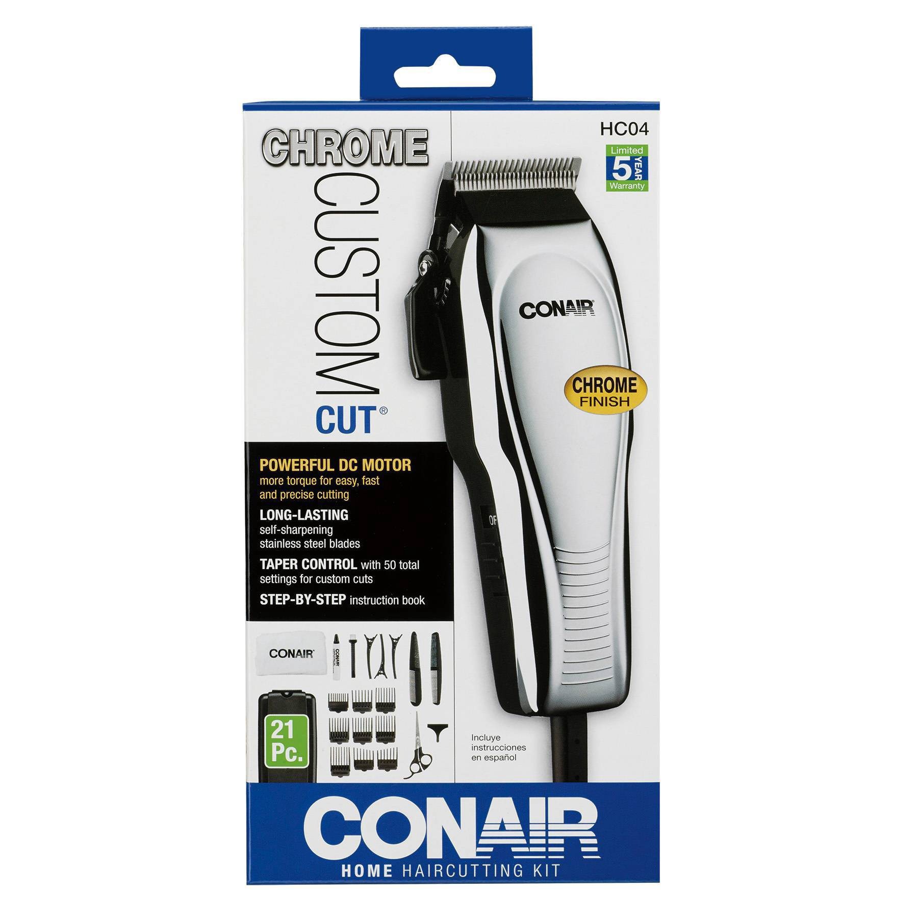 slide 1 of 5, Conair Custom Chrome Haircut Kit, 1 kit