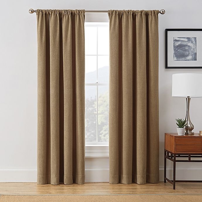 slide 1 of 5, Brookstone Harvey Rod Pocket Room Darkening Window Curtain Panel - Camel, 108 in