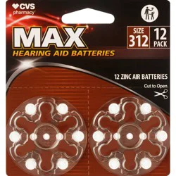 Cvs 312 Max Hearing Aid Batteries, 12 Ct