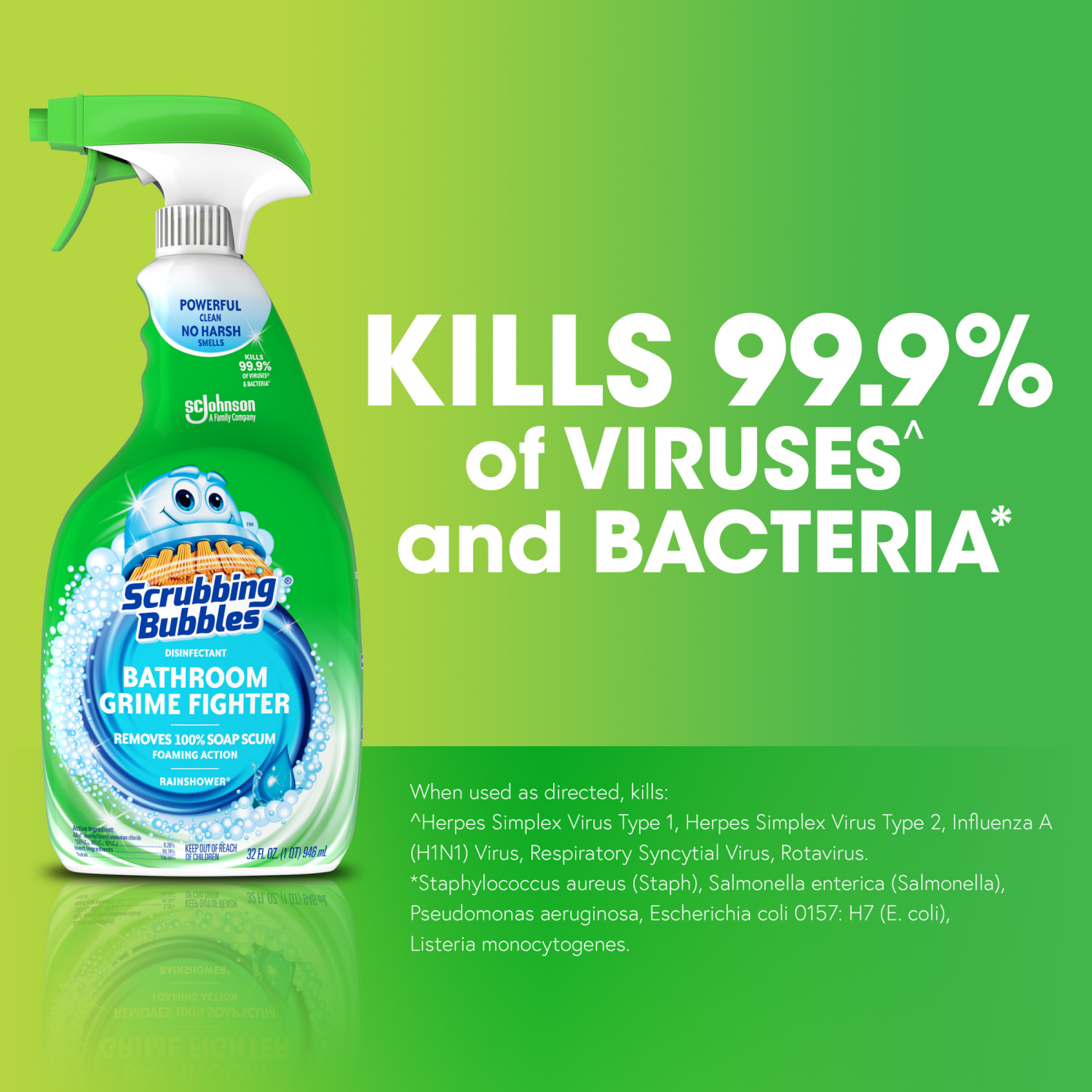 slide 4 of 5, Scrubbing Bubbles Disinfectant Bathroom Grime Fighter Spray, Rainshower, 32 fl oz, 32 fl oz