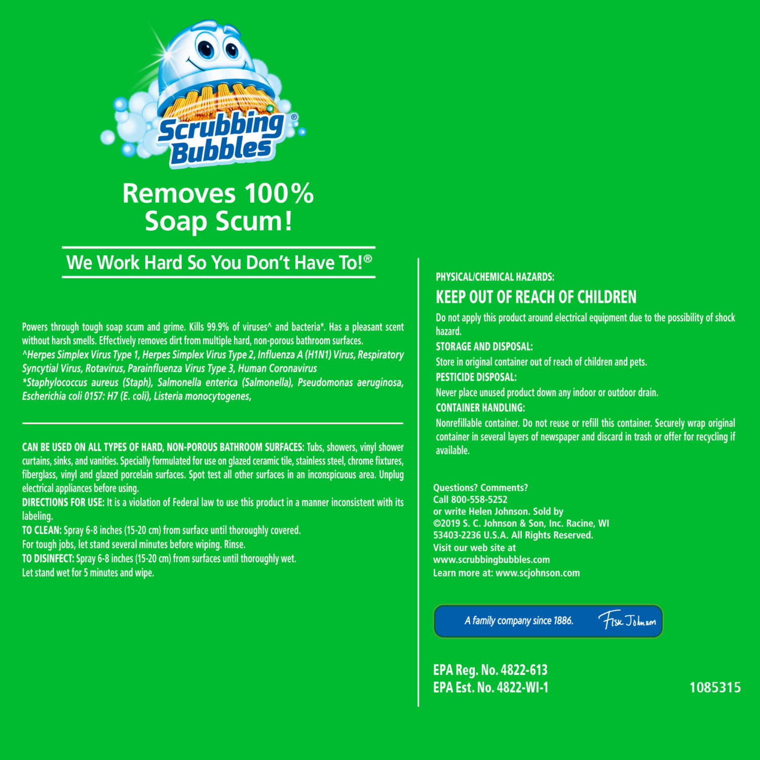 slide 6 of 8, Scrubbing Bubbles Disinfectant Bathroom Grime Fighter Spray, Floral Fusion, 32 fl oz, 32 fl oz