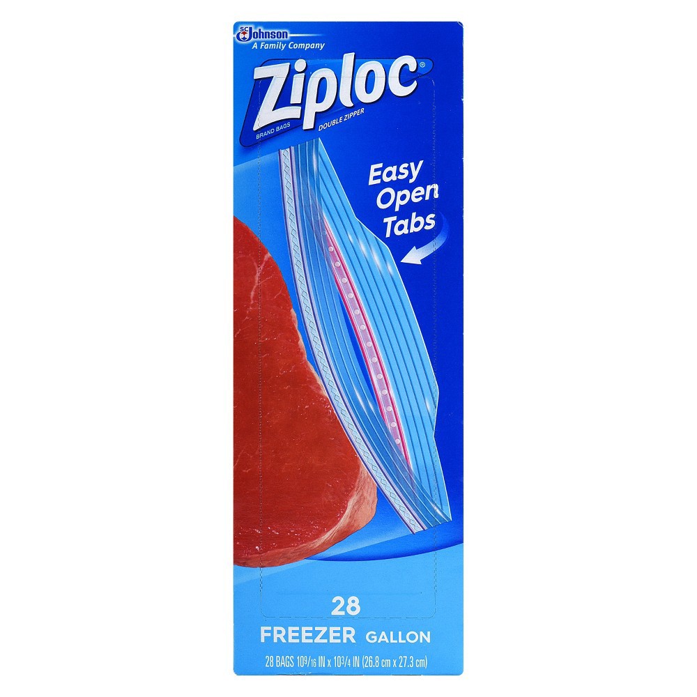 slide 6 of 8, Ziploc Freezer Bags Double Zipper Gallon Value Pack, 28 ct