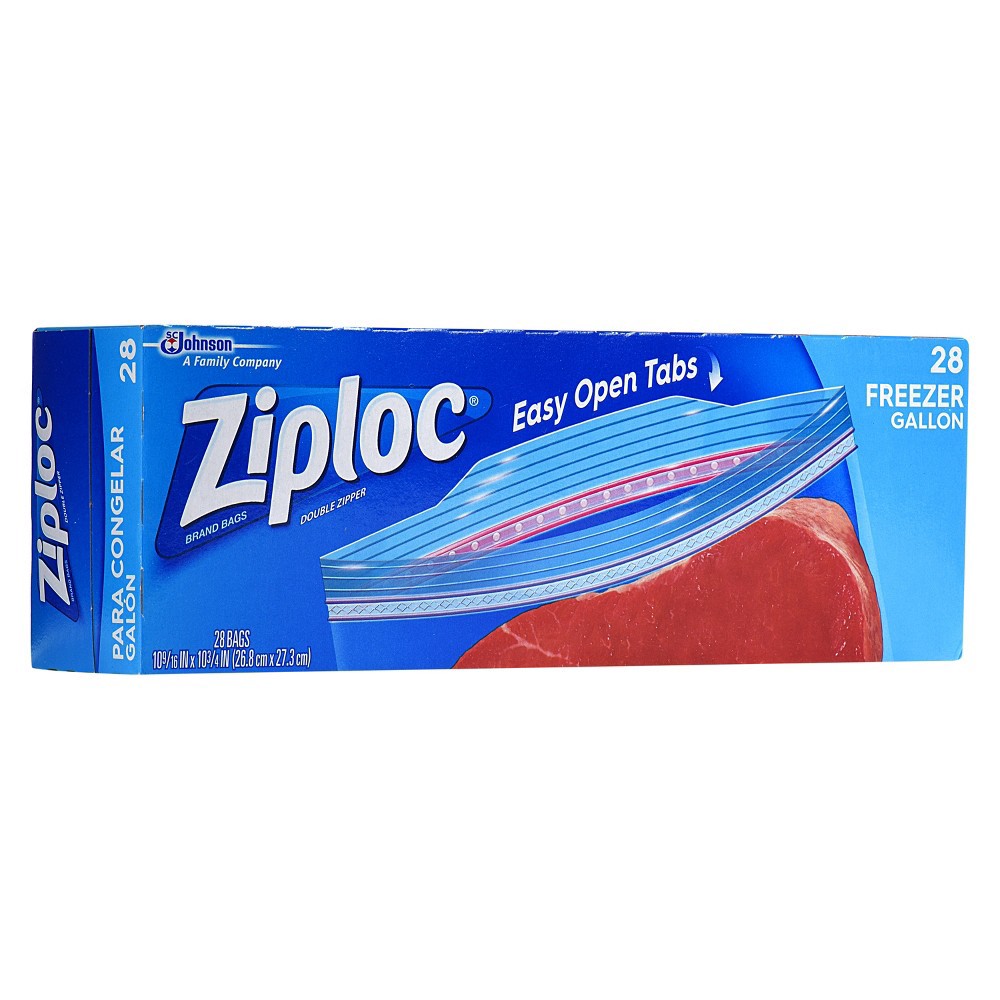 slide 5 of 8, Ziploc Freezer Bags Double Zipper Gallon Value Pack, 28 ct