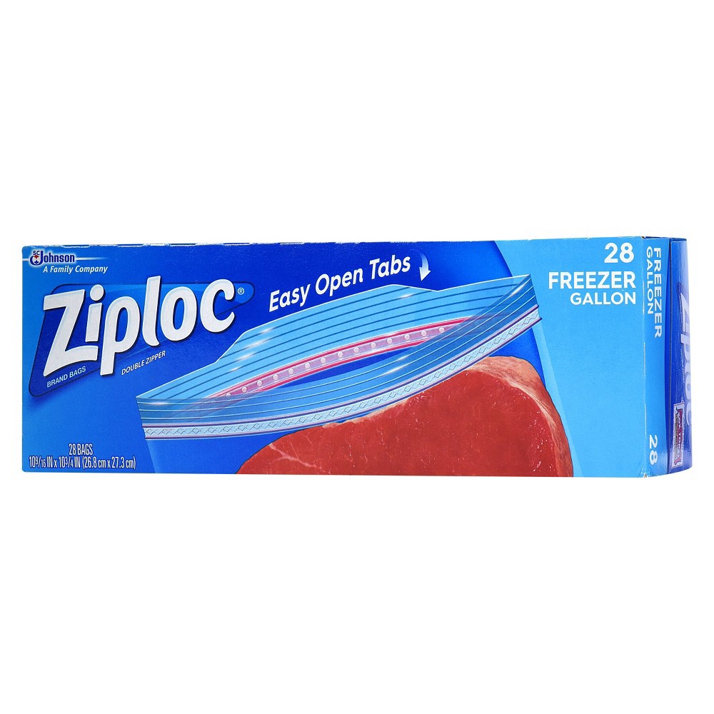 slide 7 of 8, Ziploc Freezer Bags Double Zipper Gallon Value Pack, 28 ct