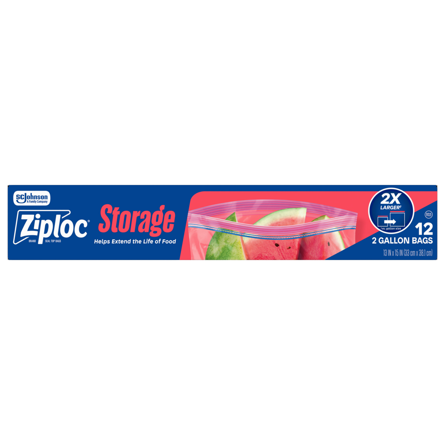 slide 2 of 8, Ziploc 2 Gallon Storage Seal Top Bags 12 ea, 12 ct