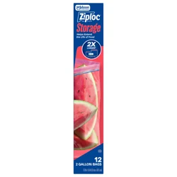 Ziploc 2 Gallon Storage Seal Top Bags 12 ea