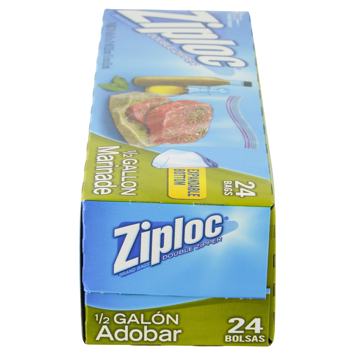 slide 4 of 6, Ziploc Expandable Bottom Marinade Bags, 24 ct