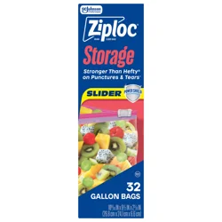 Ziploc Brand Storage Slider Gallon Bags, Power Shield™ Technology, Expandable Bottom, 32 count