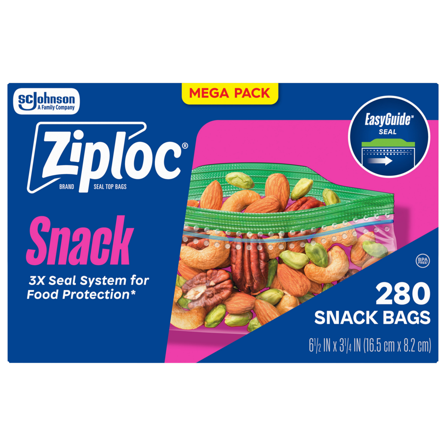slide 2 of 8, Ziploc Brand Storage Snack Bags, Snack Sized Bags, 280 Count, 280 ct