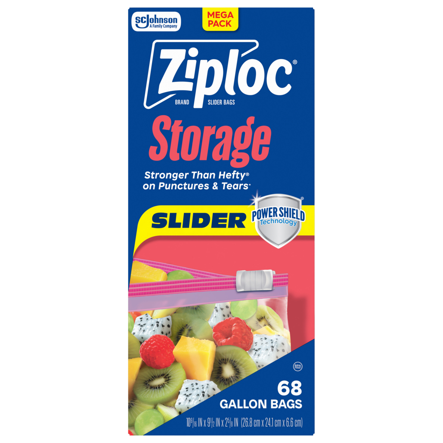 slide 1 of 8, Ziploc Storage Bags, Reusable Gallon Size Slider Bags, Power Shield Technology, 68 Count, 68 ct