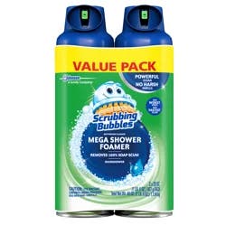 Scrubbing Bubbles Mega Shower Foamer Aerosol Disinfectant, Rainshower Scent, 20 oz, 2 Count