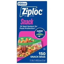 Ziploc Brand Snack Bags with EasyGuide™ Texture, Grip ''n Seal Technology™, 150 count