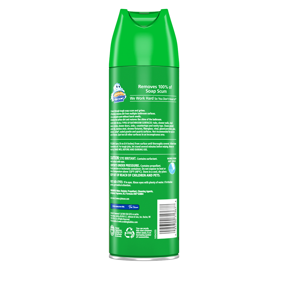 slide 2 of 2, Scrubbing Bubbles Bathroom Grime Fighter Aerosol, Disinfectant Spray; Effective Tile, Bathtub, Shower and Overall Bathroom Cleaner (1 Aerosol Spray), Rainshower, 20 oz, 20 fl oz