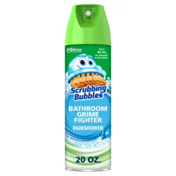 Scrubbing Bubbles Bathroom Grime Fighter Aerosol, Disinfectant Spray; Effective Tile, Bathtub, Shower and Overall Bathroom Cleaner (1 Aerosol Spray), Rainshower, 20 oz
