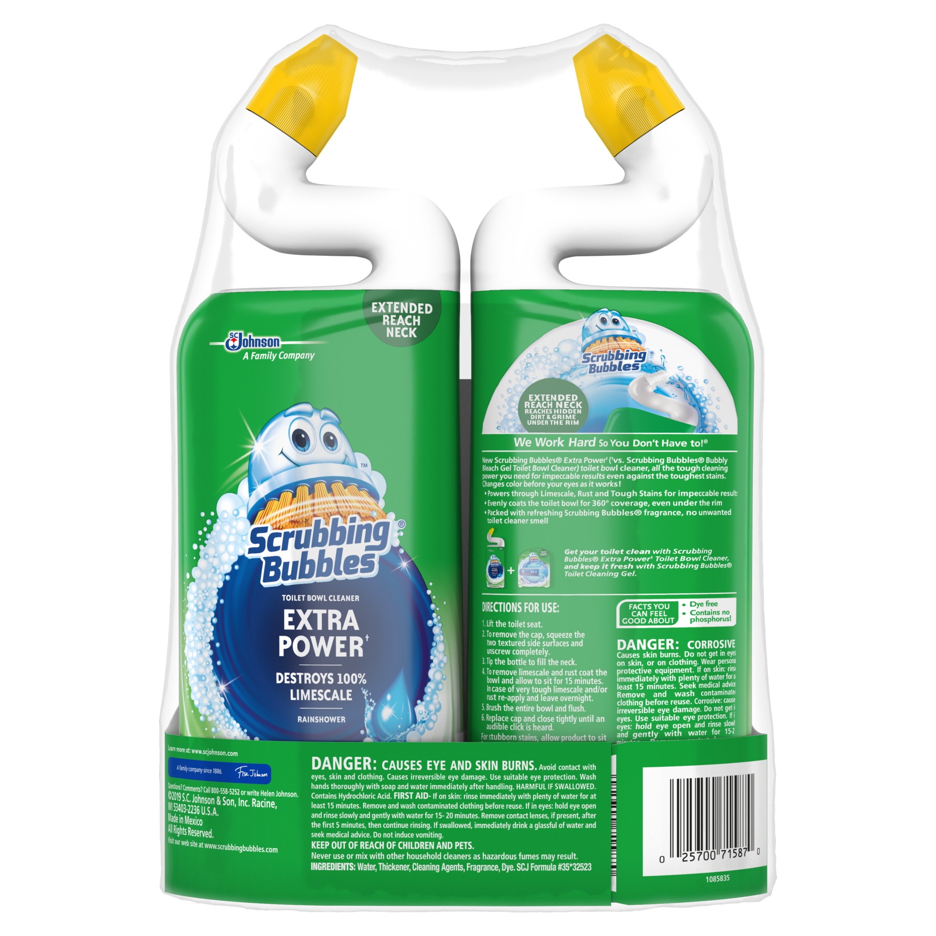 slide 2 of 7, Scrubbing Bubbles Extra Power Rainshower Toilet Bowl Cleaner, 2 ct; 24 oz