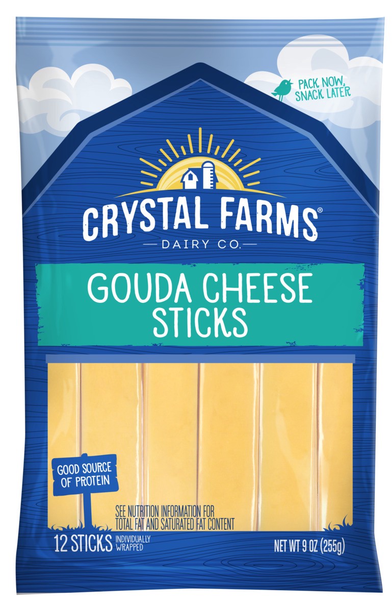 slide 1 of 6, Crystal Farms Gouda Cheese Sticks, 9 oz, 12 Count, 12 ct