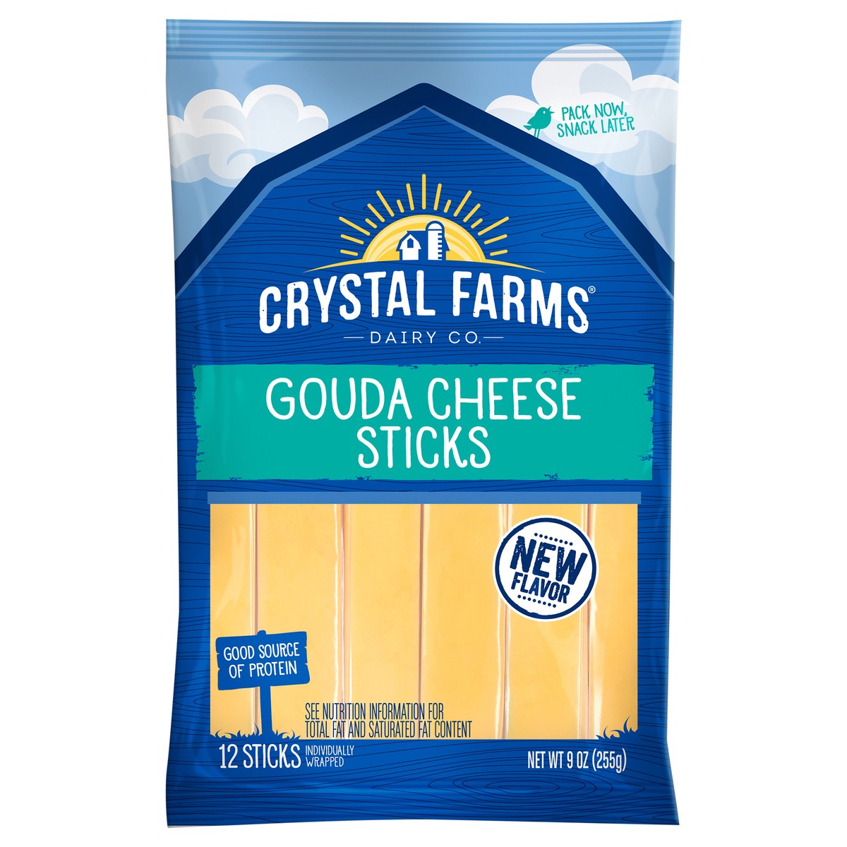 slide 3 of 6, Crystal Farms Gouda Cheese Sticks, 9 oz, 12 Count, 12 ct