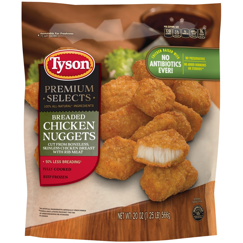 slide 2 of 6, Tyson Premium Selects Chicken Nuggets, 20 oz