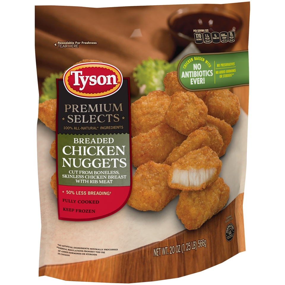 slide 3 of 6, Tyson Premium Selects Chicken Nuggets, 20 oz